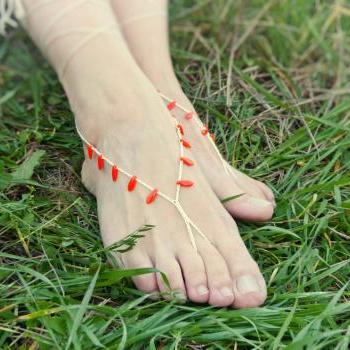 Barefoot sandals orange cream crochet bottomless sandles, Lolita nude shoes sexy foot jewelry, yoga, bellydance beach wedding 